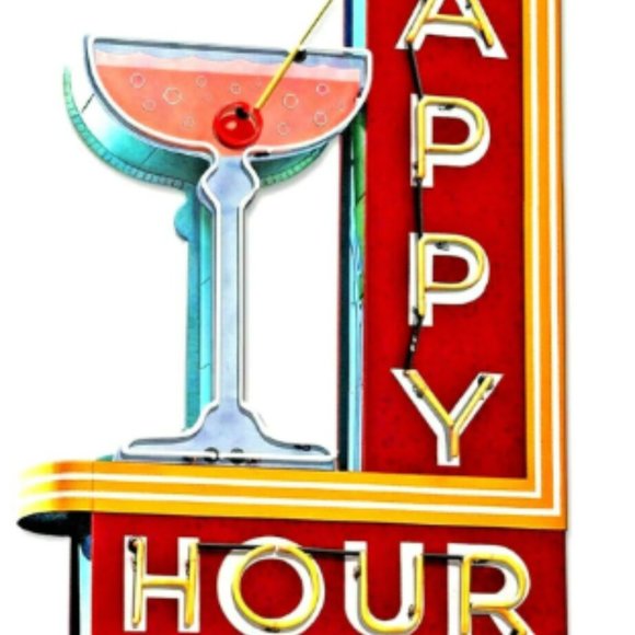 18" Happy Hour Club drink nostalgic gift Neon Style in USA Steel Sign AD Bar - Picture 3 of 4